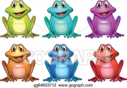Vector Illustration - Six different colors of frogs. Stock ...