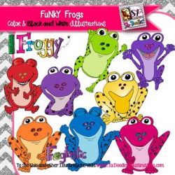 Funky Bright Colored Frogs Clip Art