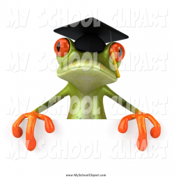 Clip Art of a 3d Graduate Frog over a Sign by Julos - #2190