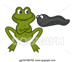 Vector Art - Mother green frog and funny baby tadpole with ...