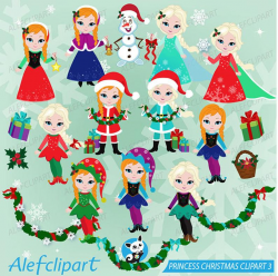 Winter Digital Clipart, Frozen Christmas clipart, Princess Clipart