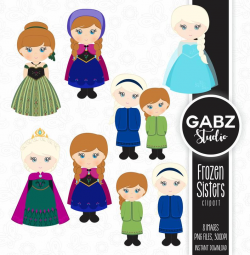 Frozen Sisters, Princesses Frozen, Clipart, Girls, Frozen, Princess,  Birthday, Gabz