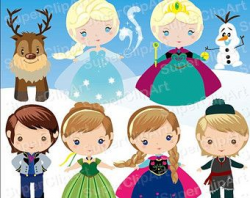 Instant Download Snow Princess ClipArt, Frozen Clipart, Snow ...