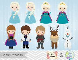 Instant Download Snow Princess ClipArt, Frozen Clipart, Snow ...