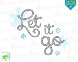 Let It Go Frozen Printable Iron On Transfer or Use as Clip Art - DIY Disney  Frozen Shirt - Looks like Silver Glitter - Instant Download