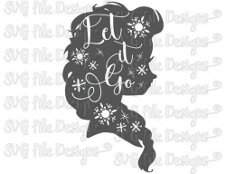 Let It Go Elsa Frozen Snowflakes Silhouette Word by ...
