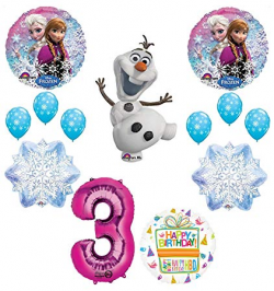 Mayflower Products Frozen 3rd Birthday Party Supplies Olaf, Elsa and Anna  Balloon Bouquet Decorations Pink #3