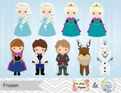 Digital Snow Princess Clip Art, Digital Frozen Clipart, Snow ...
