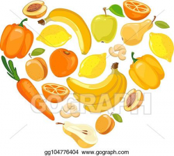 Vector Clipart - Yellow and orange fruits and vegetables ...