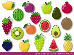Fruit Clipart, Fruits Clipart, Fruits Clip Art, Tutti Frutti, Tropical  Clipart, Watermelon Clipart, Pineapple Clipart, Food Clipart