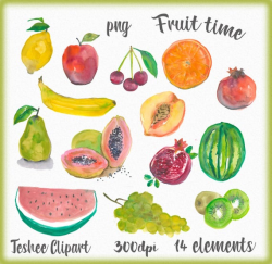 Watercolor Fruits Clipart, Hand painted fruit clipart, Fruit clip art,  Colorful fruits clipart, Banana clipart, Orange clipart, Kiwi clipart