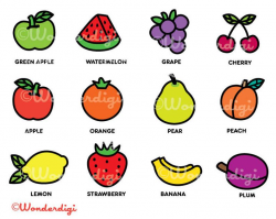 Fruits Clip Art - Kawaii Clipart - Fruits clipart