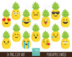 50% SALE Pineapple clipart, emoji clipart, fun clipart, fruit clipart
