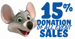 Chuick E Cheese 15% donation of all event sales | pta | Pinterest ...