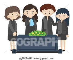 Vector Illustration - Sad people crying at funeral. Stock ...
