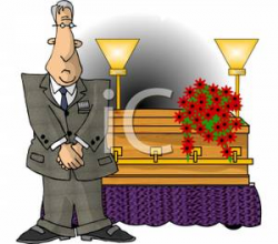 Cartoon Funeral Director Standing By a Casket - Royalty Free ...