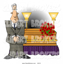 Clip Art of a Sad Male Funeral Director Standing Beside a ...