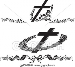Vector Illustration - Cross funeral wreath. EPS Clipart ...