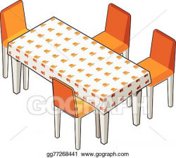 EPS Vector - Dining table with flowered tablecloth and ...