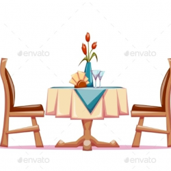 Vector Illustration Of Restaurant Table With Two by ...