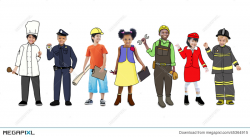 Children Wearing Future Job Uniforms Illustration 45364915 ...