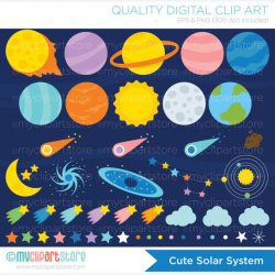 Solar System Vector Clipart - Sun, Moon, Mars, Venus, Uranus ...