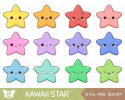 Kawaii Star Clipart, Cute Stars Clip Art Galaxy Happy Funny ...