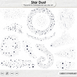 Star Dust, Gold Star Clip Art, Solar System, Galaxy Digital Graphics