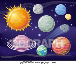 Vector Illustration - Space with planet sun and star design ...