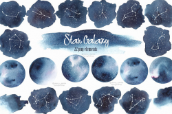 Star Constellation Zodiac Galaxy clipart Watercolor clipart ...