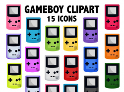 GAMEBOY CLIPART - handheld game icons - retro 90s 80s party printable icons