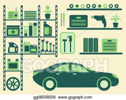 Vector Stock - Garage interior and objects set. Clipart ...