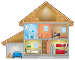 Vector of home interior with an attic and garage » Clipart ...