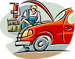 Auto Repairman Works on Car - Vector Image