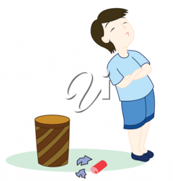 Royalty Free Clipart Image of a Boy With Garbage on the ...