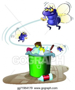 EPS Vector - Garbage and flies. Stock Clipart Illustration ...