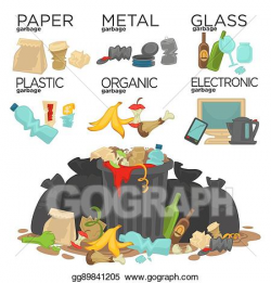 Vector Art - Garbage sorting food waste, glass, metal and ...