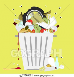 Vector Art - Garbage can full of trash. Clipart Drawing ...