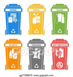 EPS Illustration - Various colors separated garbage bins ...