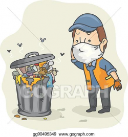 EPS Illustration - Man garbage collector garbage can. Vector ...