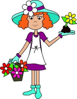 Gardening Clipart Image - Girl or Woman Planting Flowers in ...
