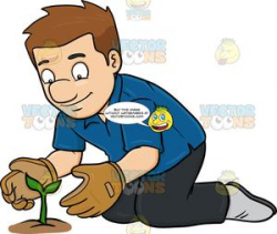 A Man Taking Good Care Of A Growing Plant