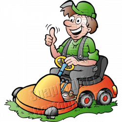 Gardener Handyman Using Riding Mower