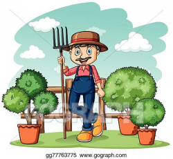 Vector Art - Happy gardener with a rake. EPS clipart ...