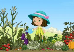 Clip Art Of A Little Girl Watering Her Garden | clips ...