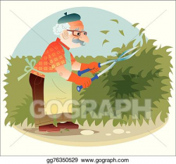 Vector Clipart - The old gardener working in the garden ...