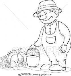EPS Vector - Gardener with vegetables, outline. Stock ...