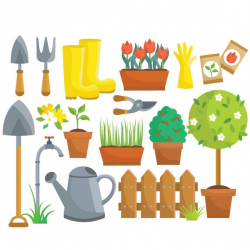 Gardening - Flower Garden - Clipart & Vector Set - Instant ...