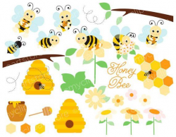 Honey Bee Clipart, Bumble Bee, Spring Garden, flower ...