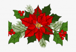 Poinsettia Clipart Holly Bough - Christmas Garland Clip Art ...